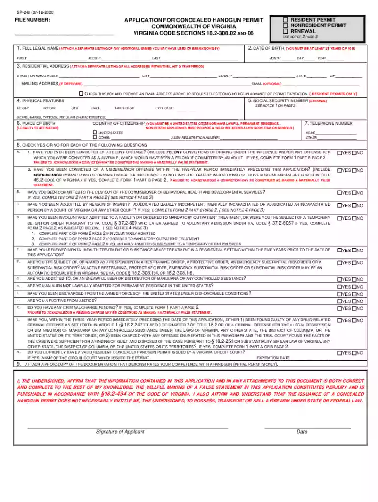 va concealed carry application Preview on Page 1