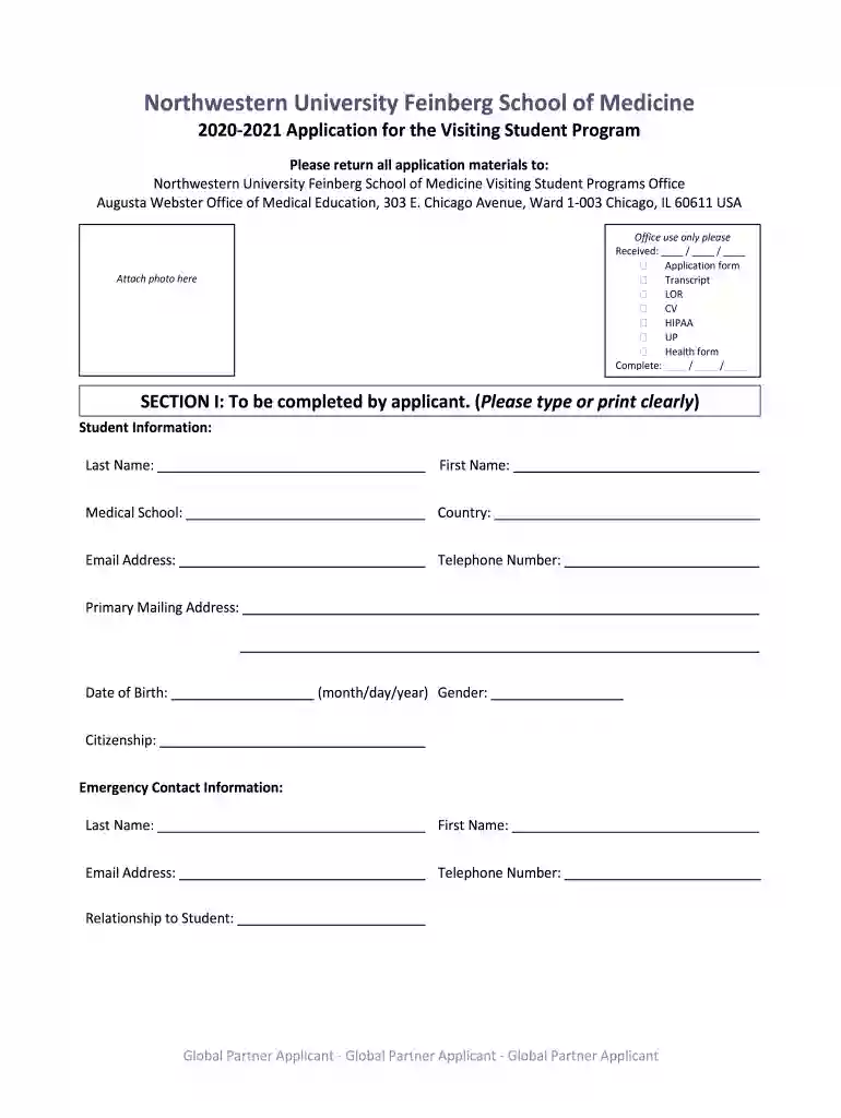 Accepted Visiting Student Confirmation & Payment Form Preview on Page 1