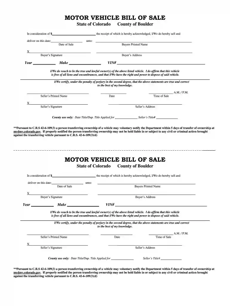 colorado motor vehicle bill Preview on Page 1