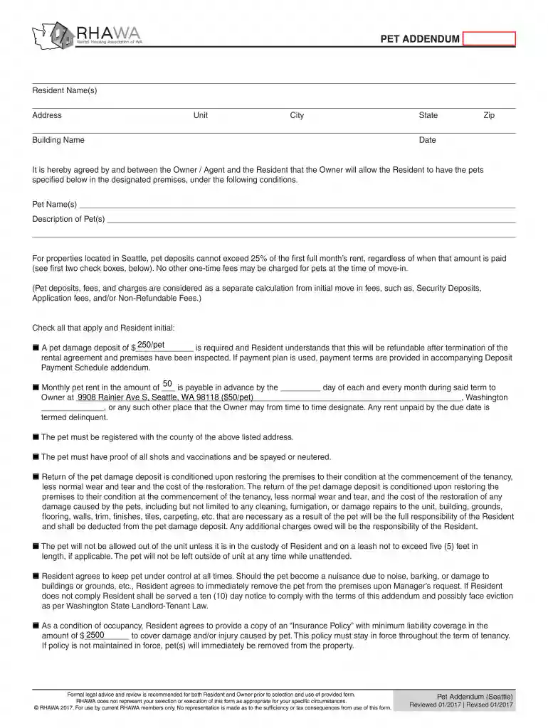 wa pet addendum Preview on Page 1