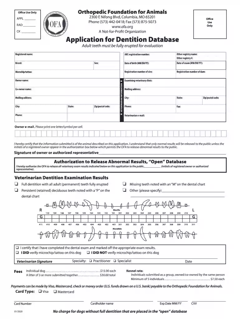 ofa dentition form Preview on Page 1