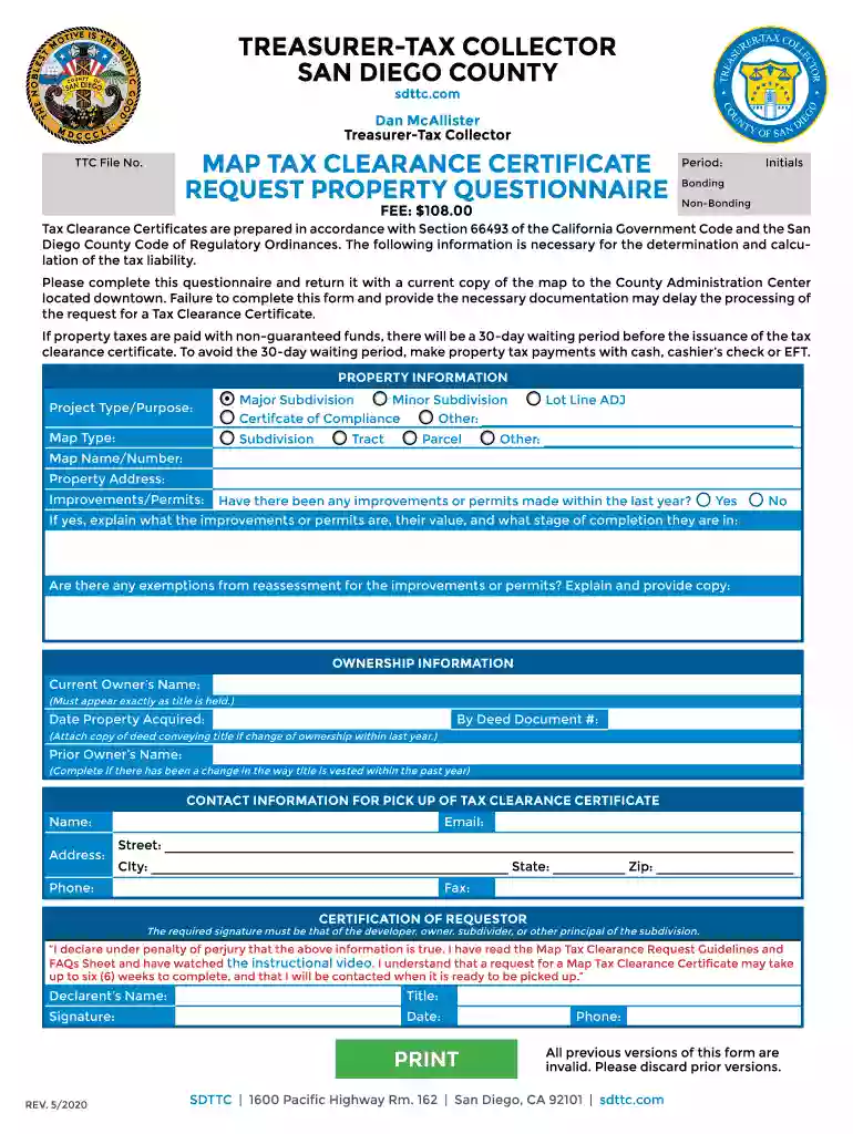 PDF treasurer-tax collector san diego county map tax clearance Preview on Page 1