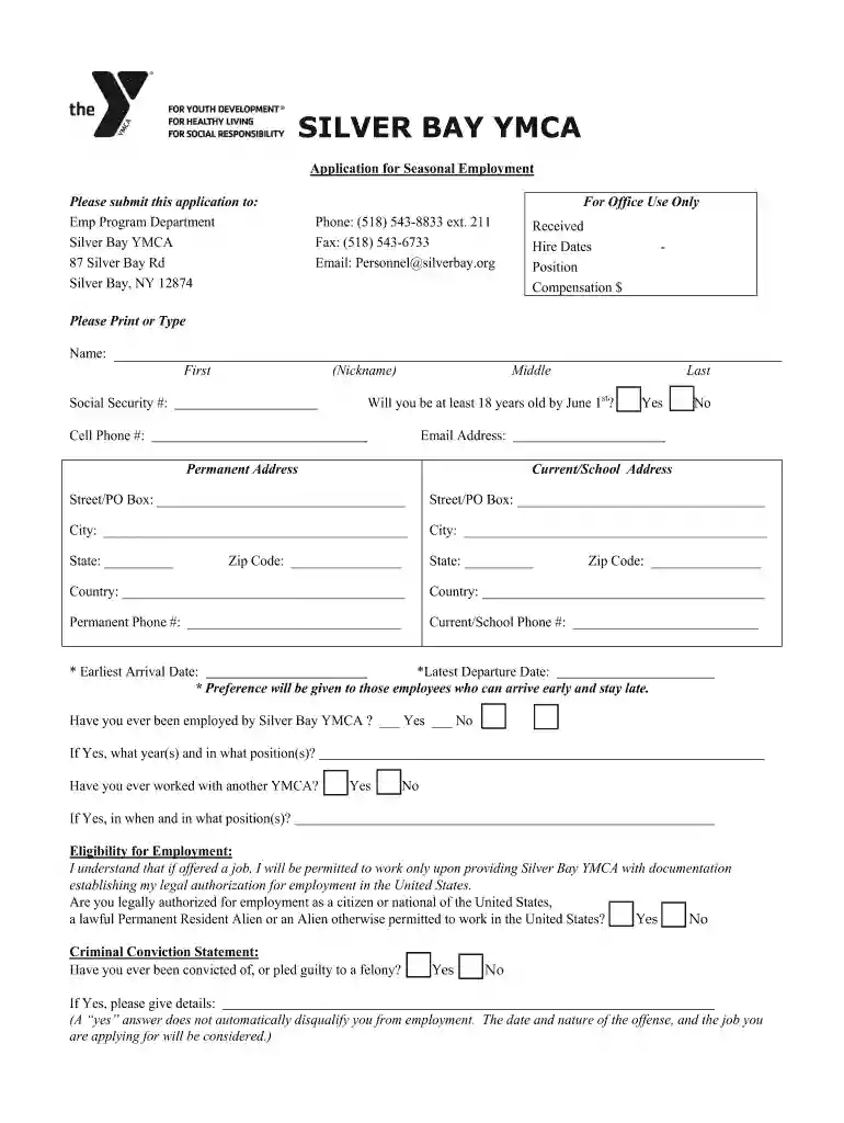 Emp Program Application Instructions for - Silver Bay YMCA Preview on Page 1