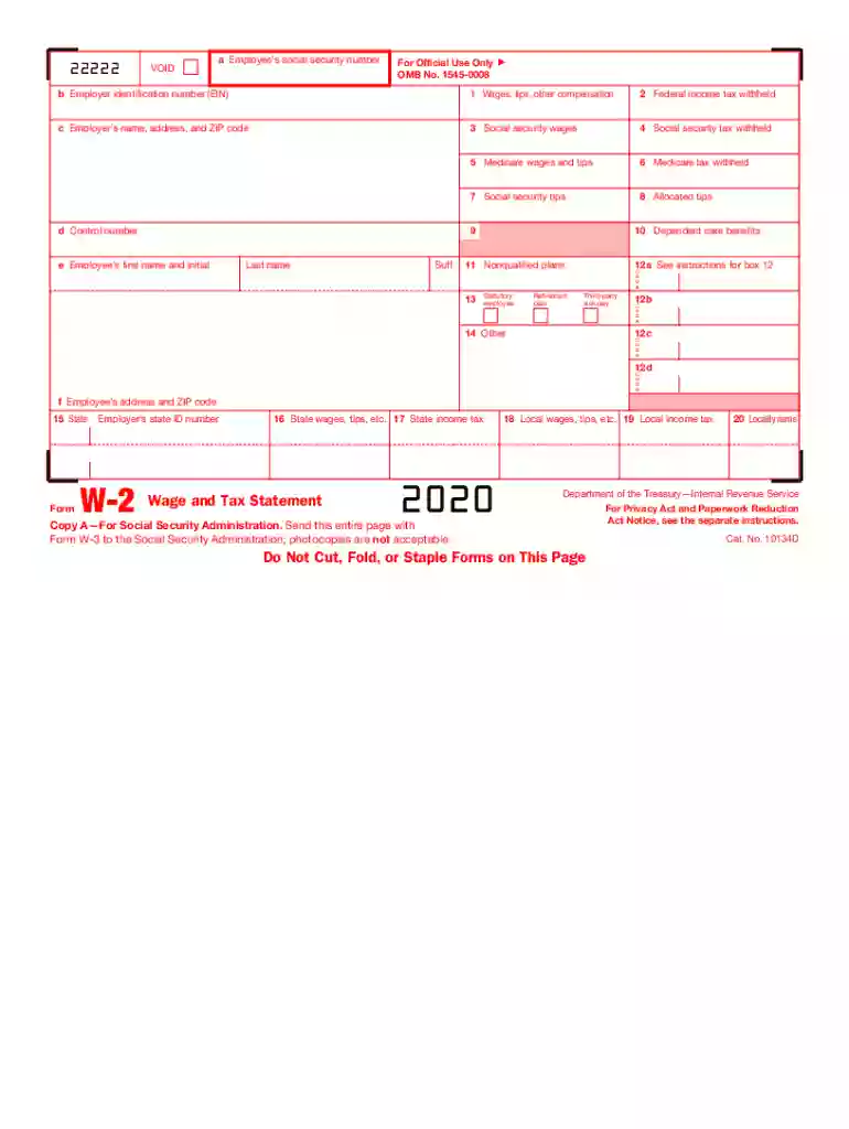 2020 w2 form pdf Preview on Page 1