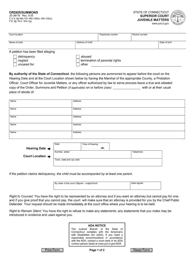 ct summons Preview on Page 1