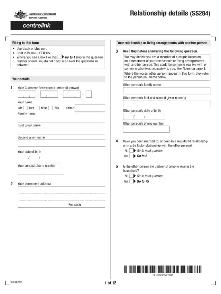 ss284 form Preview on Page 1