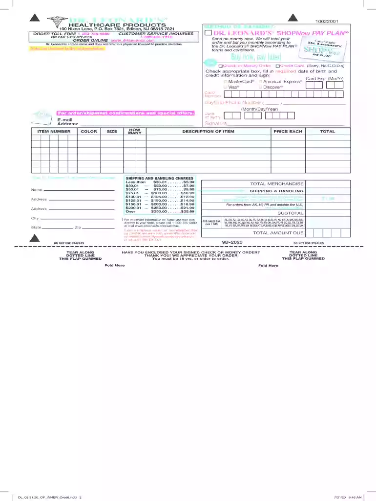 Fillable Online Buy now, pay later! - Dr Leonard's Fax Email Preview on Page 1