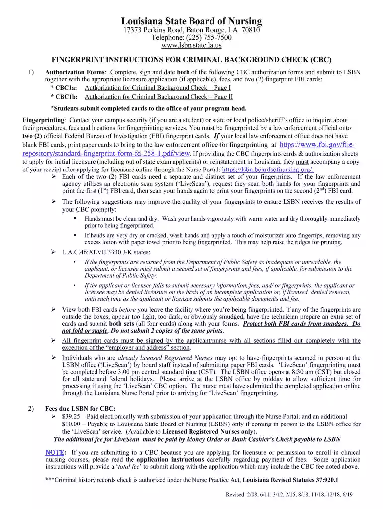 Fingerprint Instructions and Authorization Sheet for Criminal ... Preview on Page 1