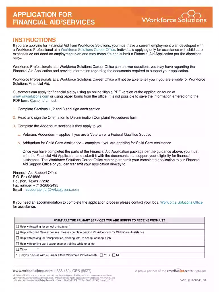 workforce financial aid Preview on Page 1