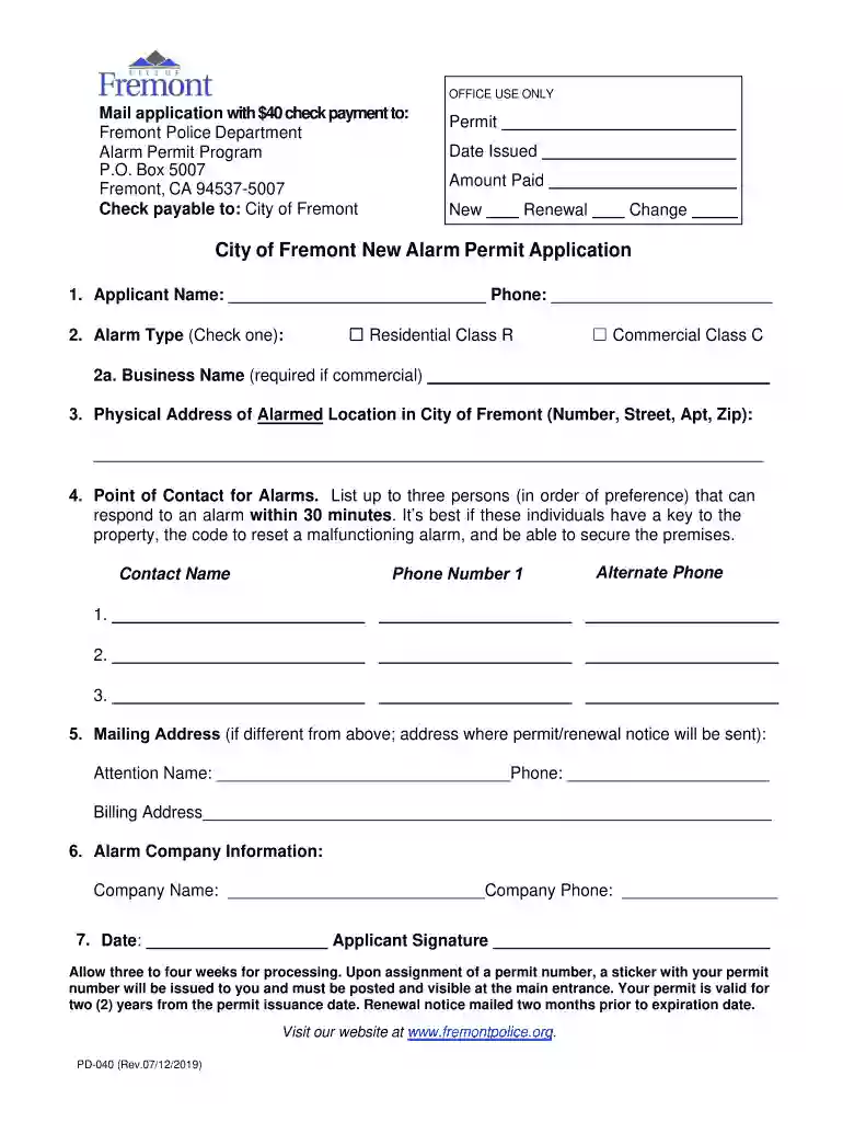 fremont alarm permit Preview on Page 1