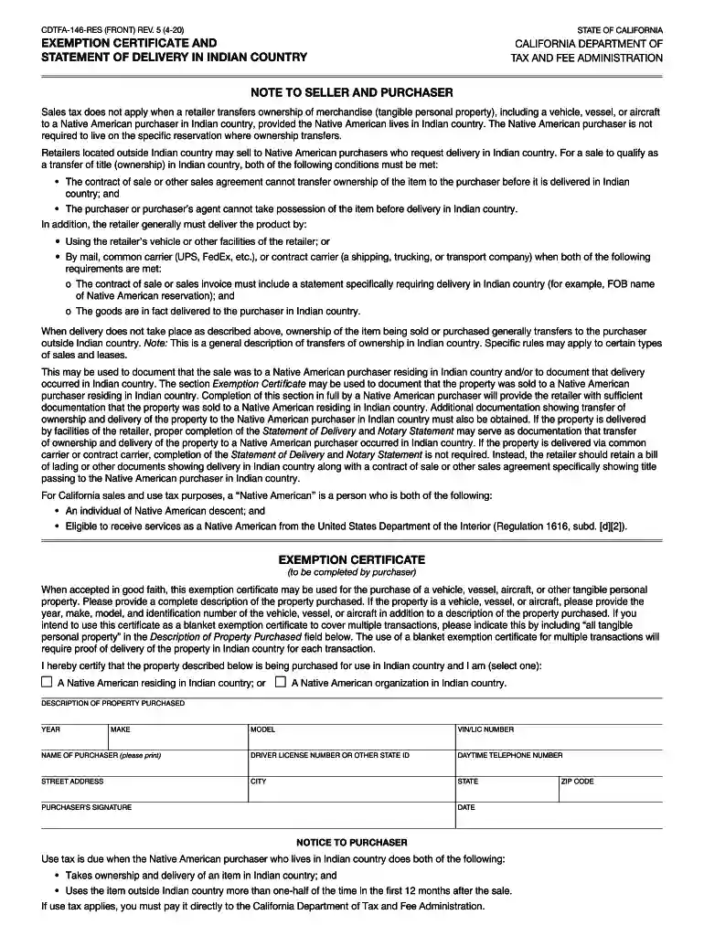 cdtfa 146 res Preview on Page 1