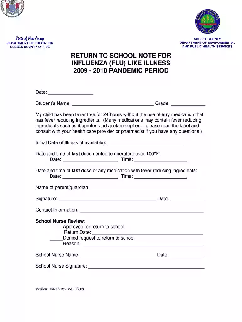 return to school form Preview on Page 1