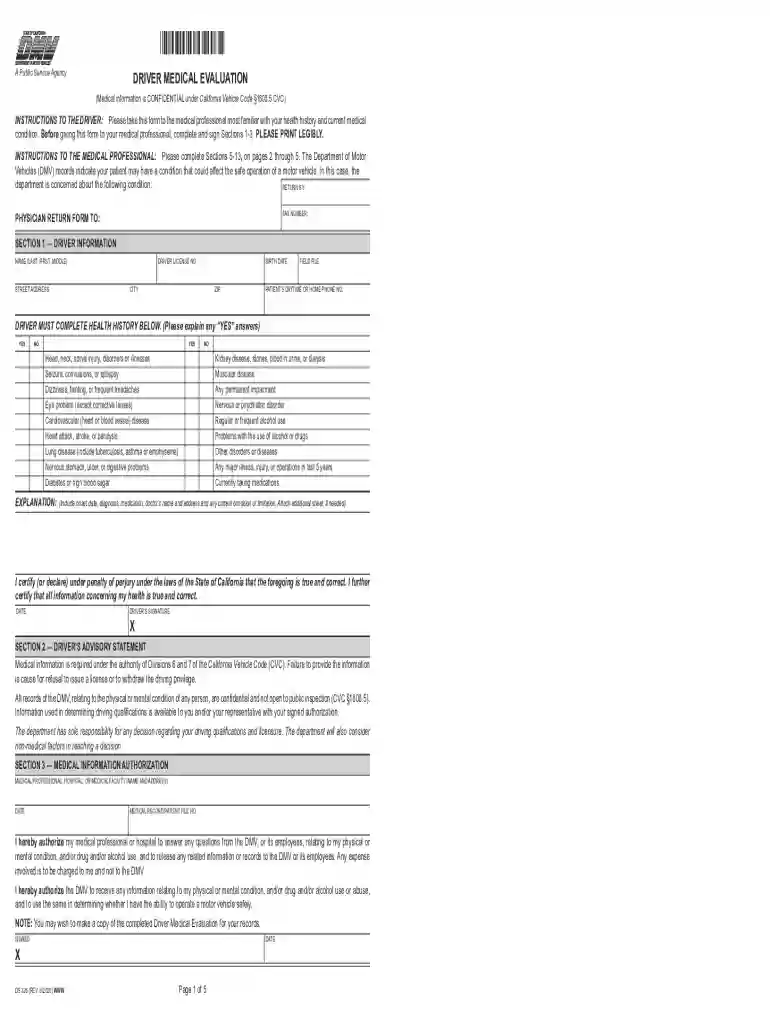 dmv physician reporting form california seizure Preview on Page 1