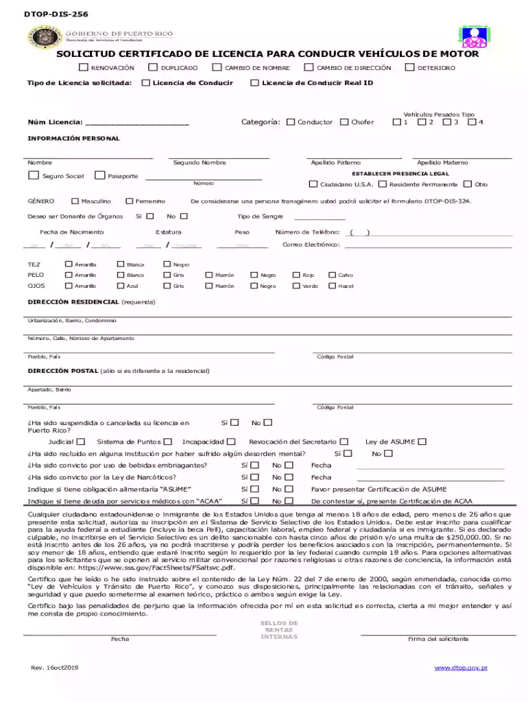 formulario real id Preview on Page 1