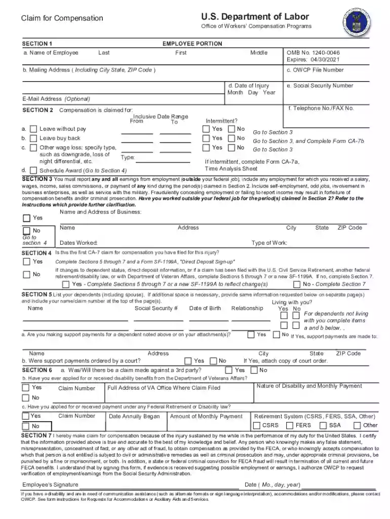 workers compensation form Preview on Page 1