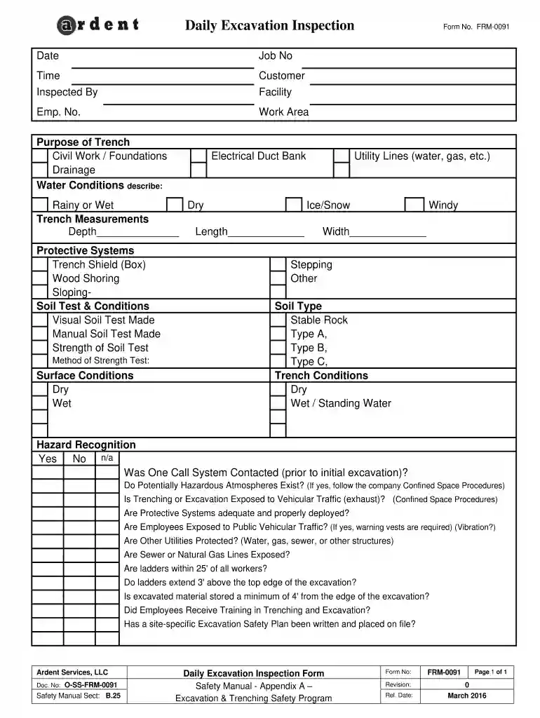 excavation form Preview on Page 1