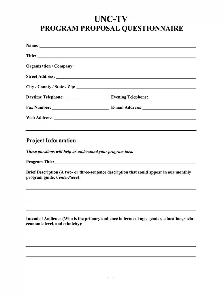tv show proposal sample pdf Preview on Page 1
