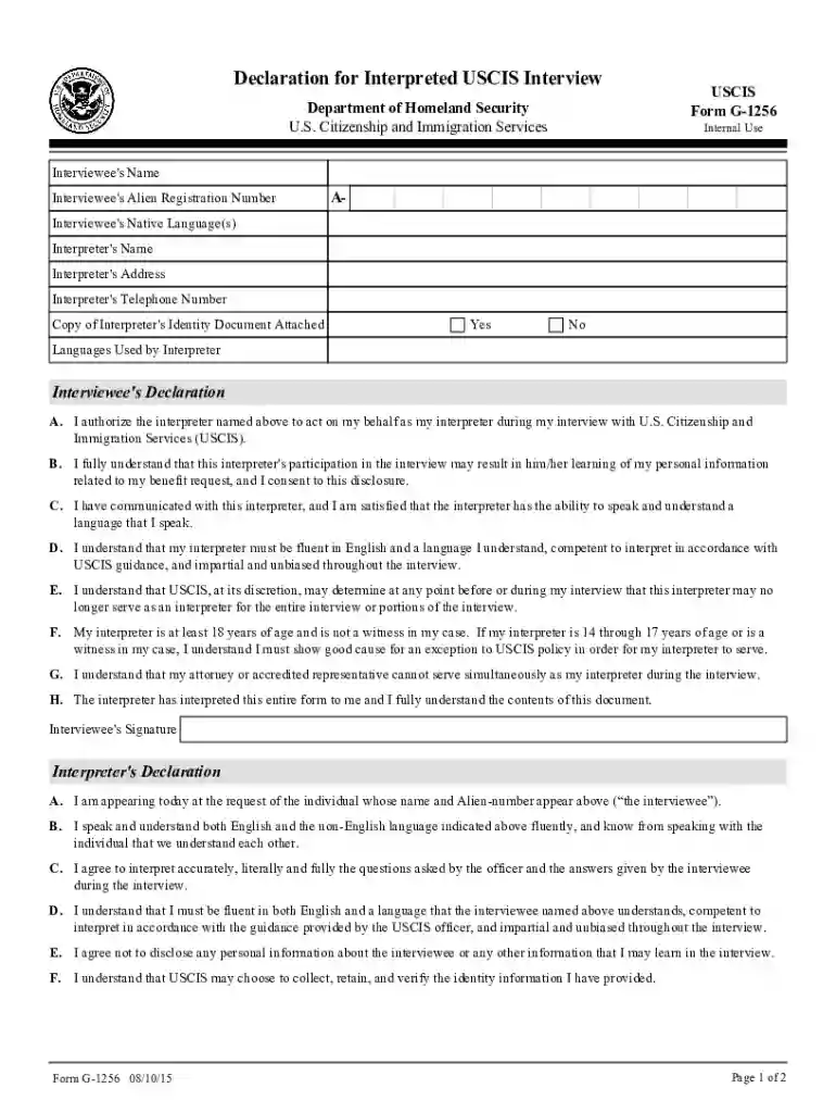 uscis interview form Preview on Page 1