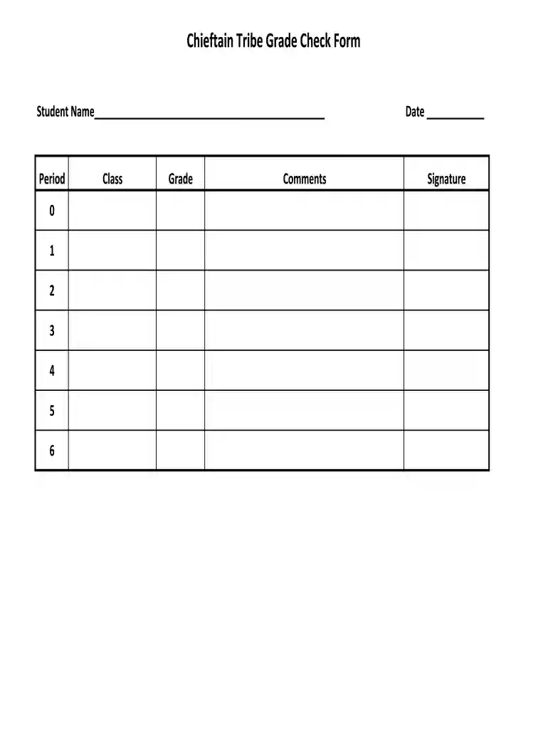 grade check form Preview on Page 1