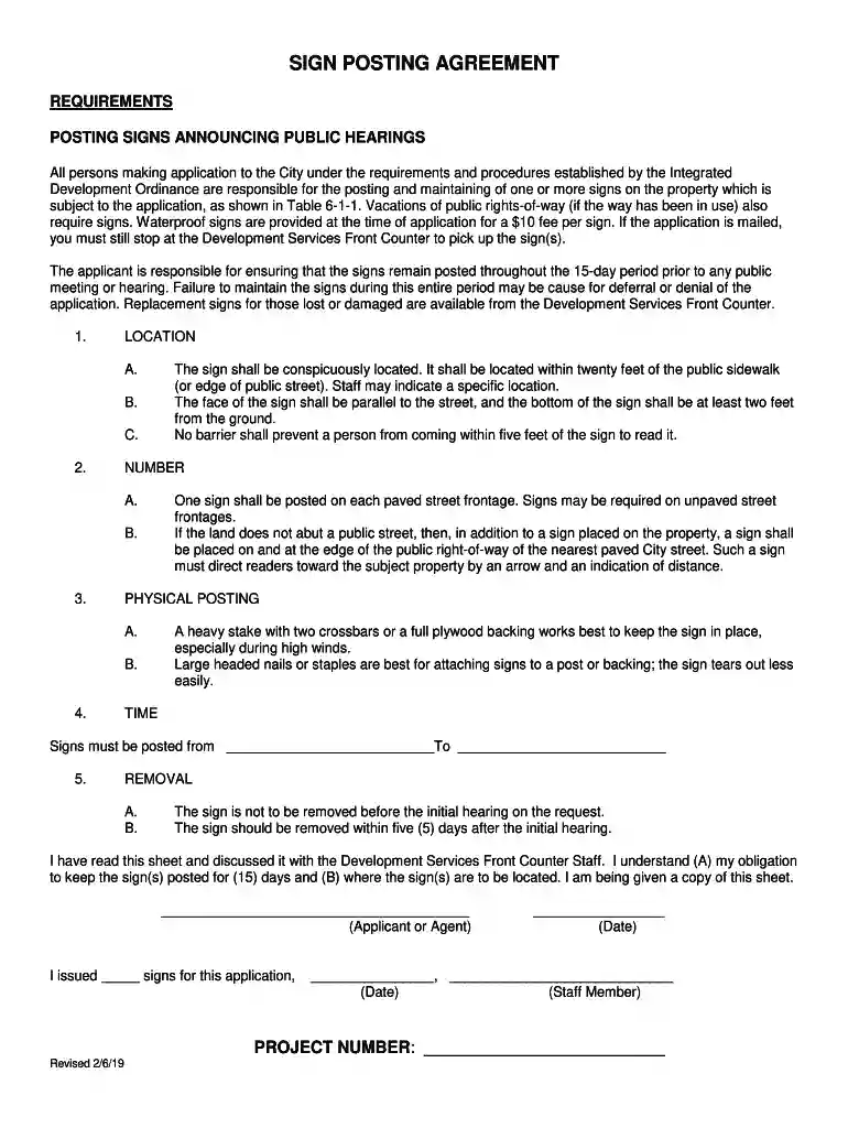 SIGN POSTING AGREEMENT Preview on Page 1