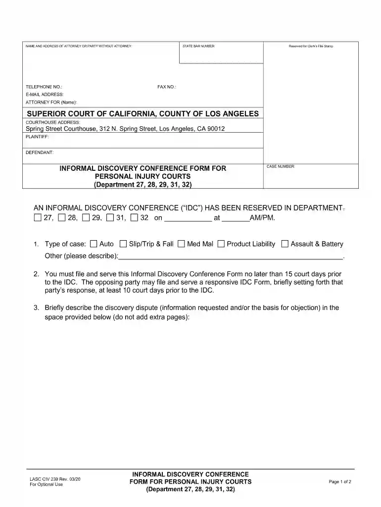 idc form Preview on Page 1