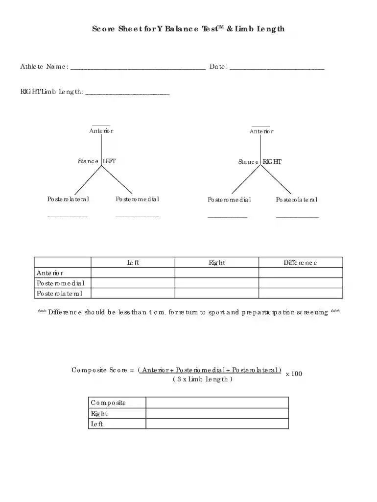 Y Balance Score Sheet without consent section Modifiedindd - usbcongress internapcdn Preview on Page 1