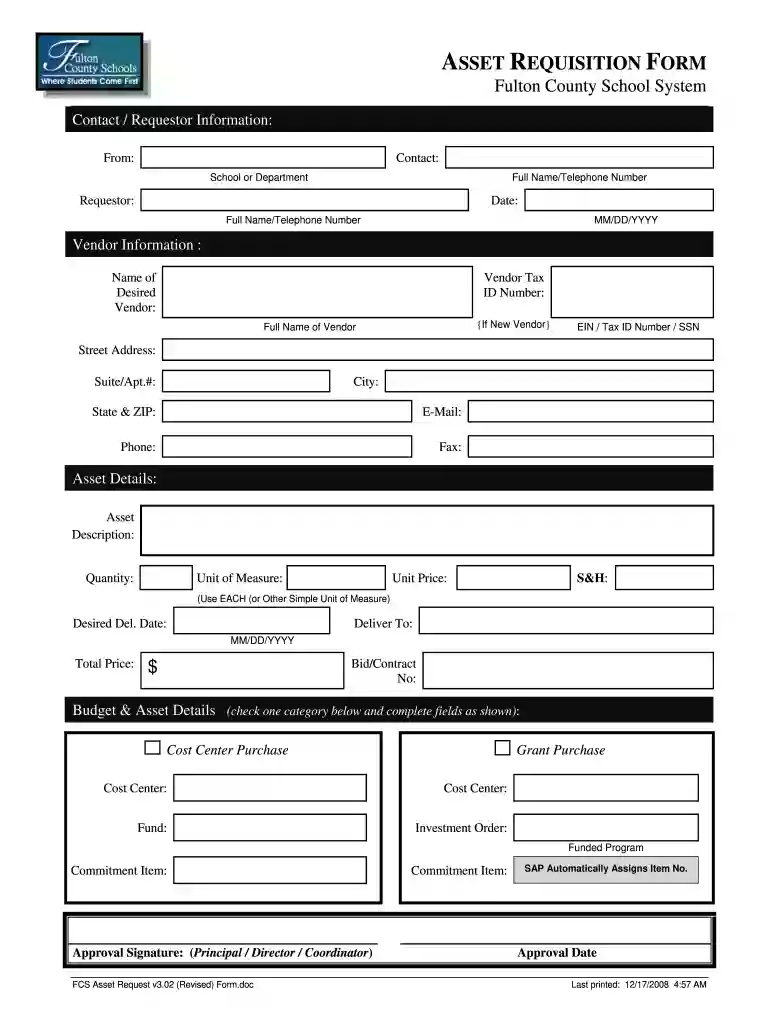 fixed asset requisition form Preview on Page 1