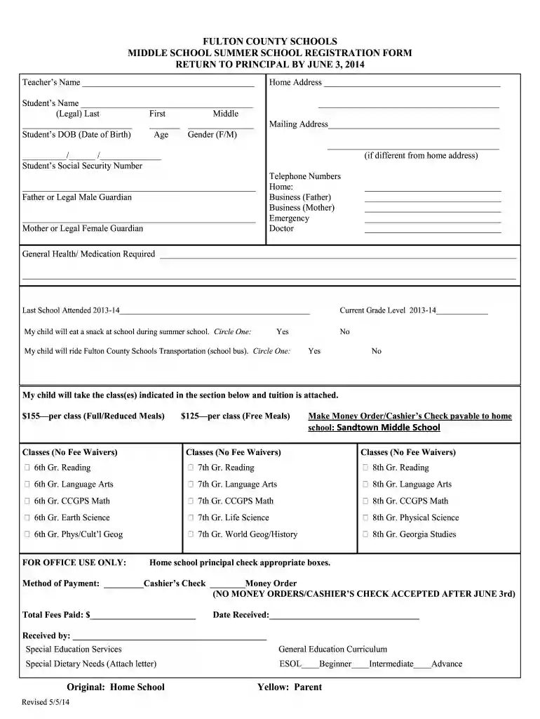 school registration form template word Preview on Page 1