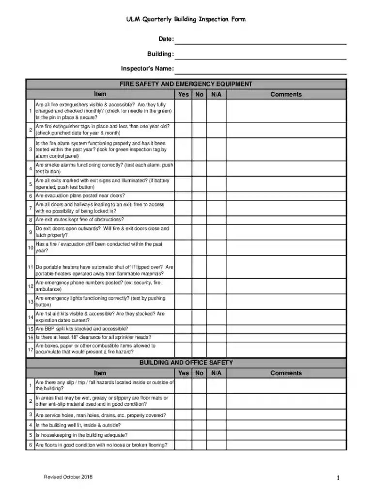 building inspection form Preview on Page 1