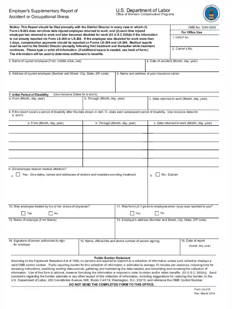 2014 DoL LS-210 Preview on Page 1