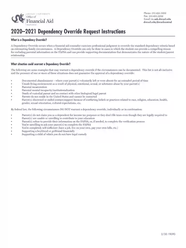 dependency override letter example Preview on Page 1
