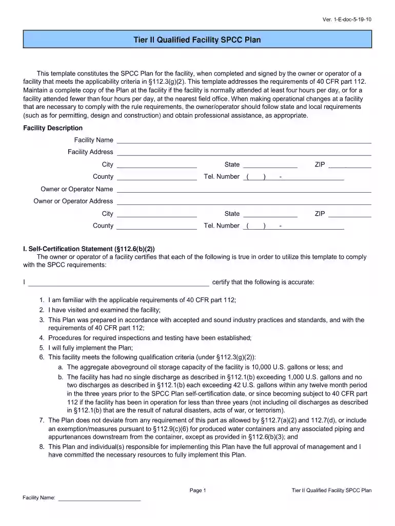 california qualified facility spcc plan Preview on Page 1