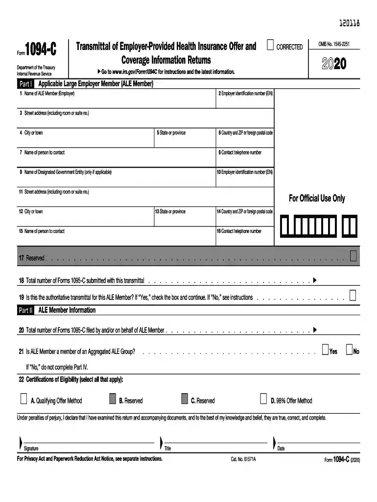 form 1094 Preview on Page 1