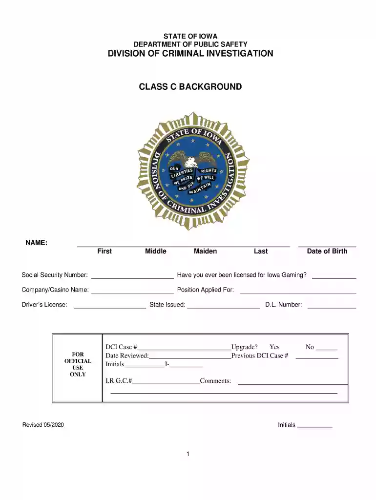 Iowa Class C Background Application Preview on Page 1