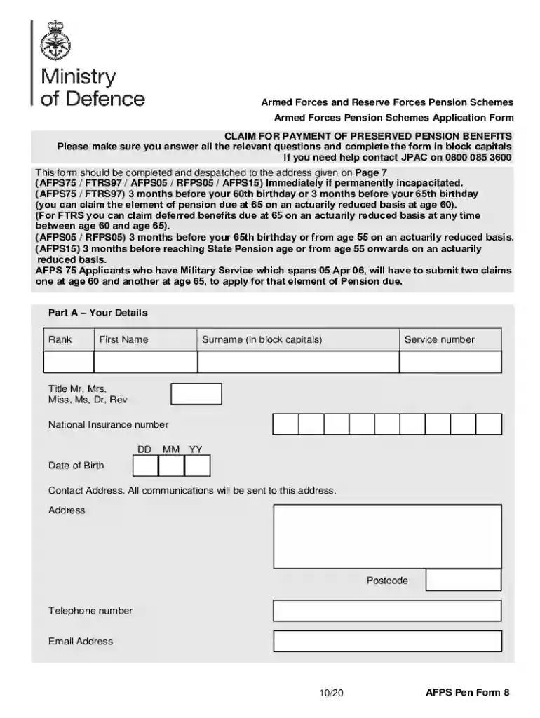 how to fill in afps form 8 pdf Preview on Page 1