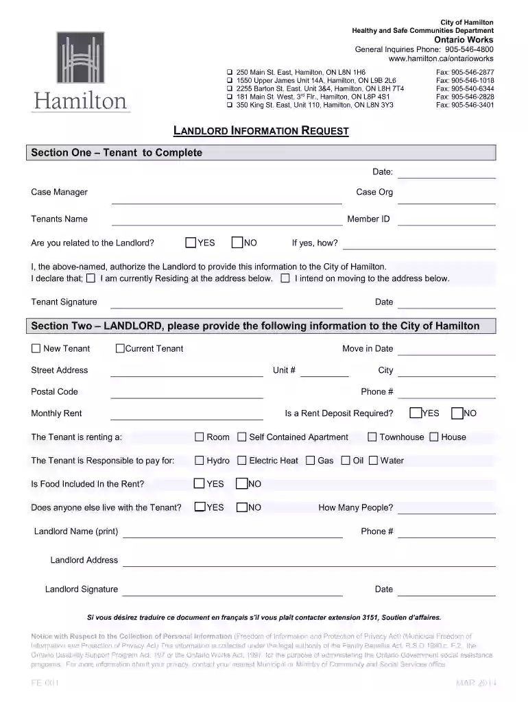 landlord information request form Preview on Page 1