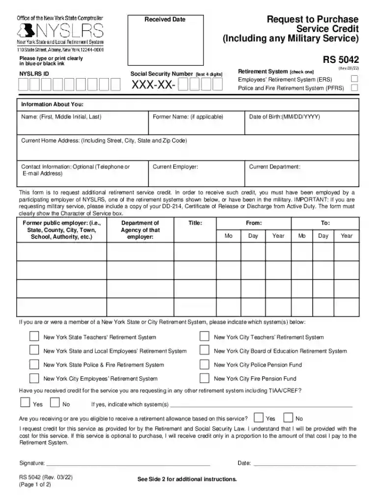 New York Service Credit Request Form Preview on Page 1