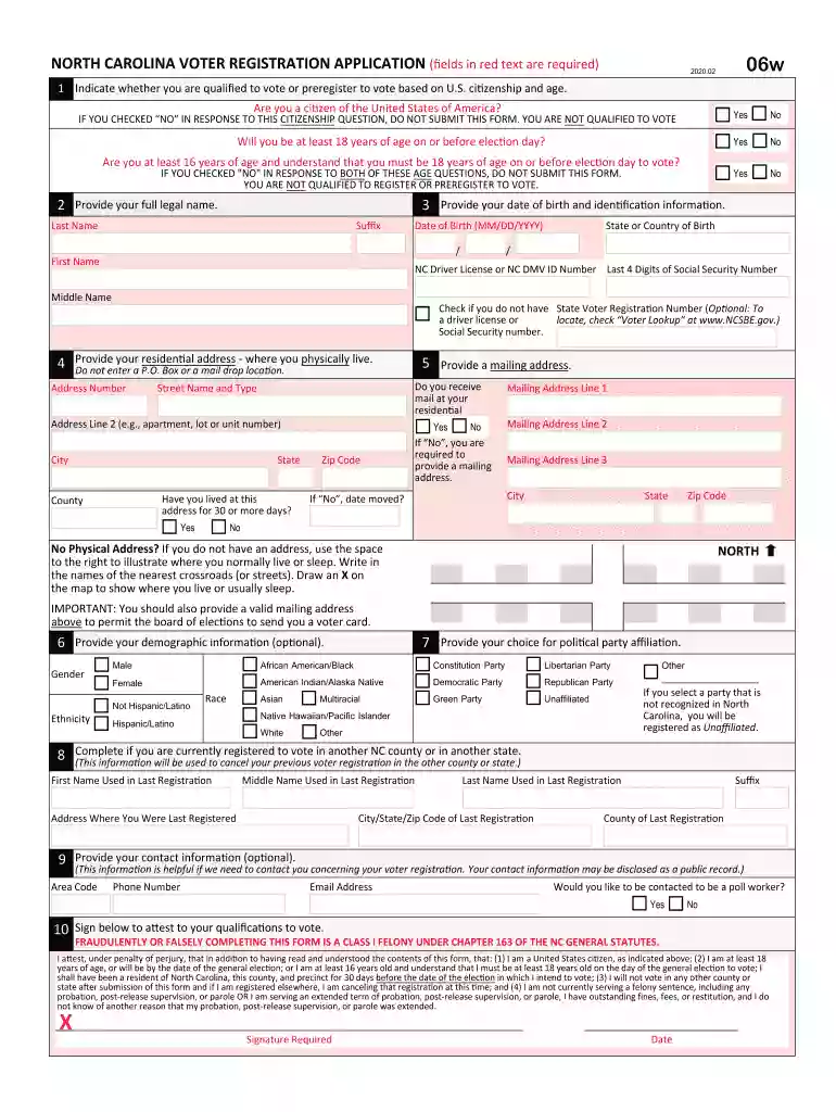 North Carolina Voter Registration Application - ncsbe.gov Preview on Page 1