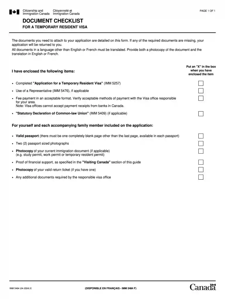 canada visitor visa checklist pdf Preview on Page 1
