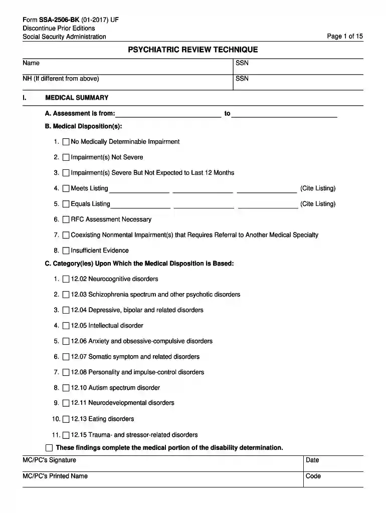 medical history Preview on Page 1