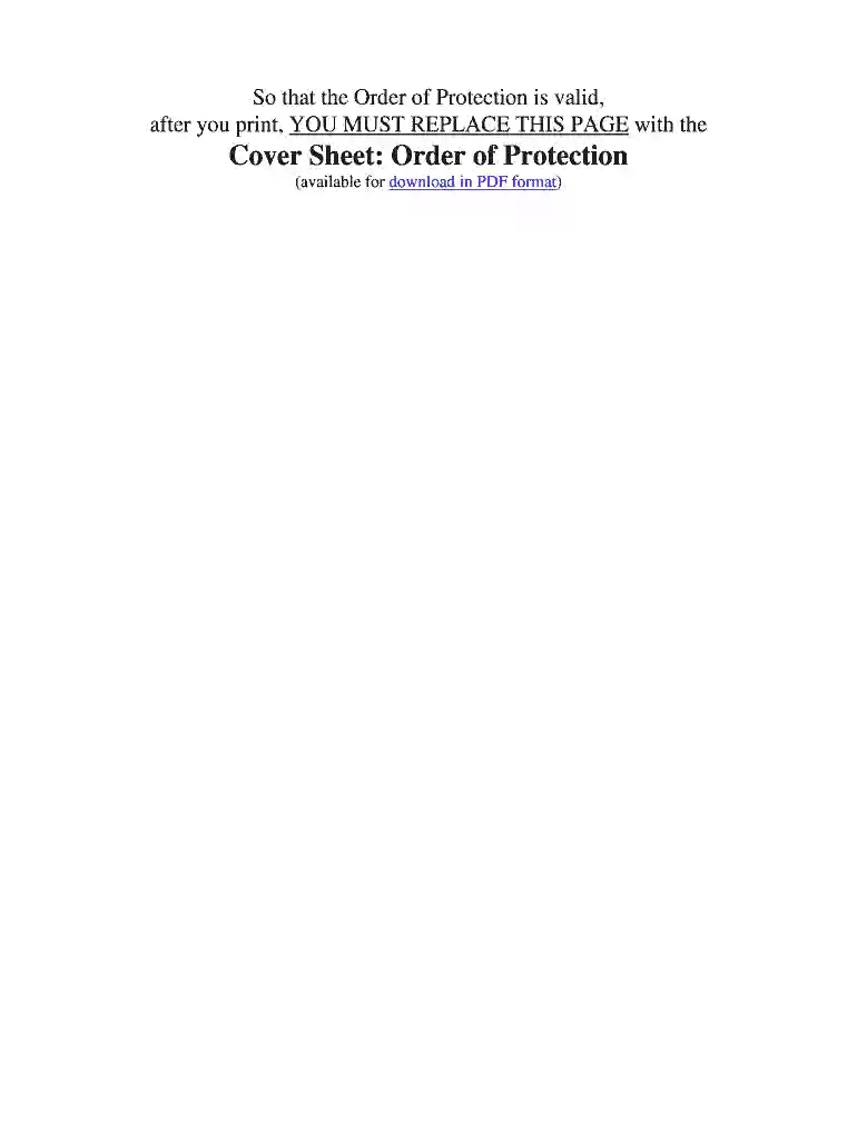 Cover Sheet Order of Protection - Indiana - in Preview on Page 1