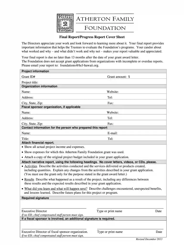 Final Report Guidelines - Atherton Family Foundation - athertonfamilyfoundation Preview on Page 1