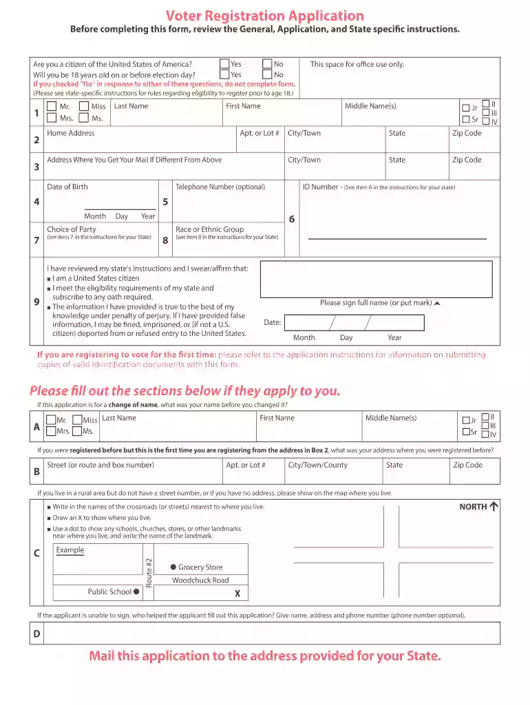 voter registration application form Preview on Page 1