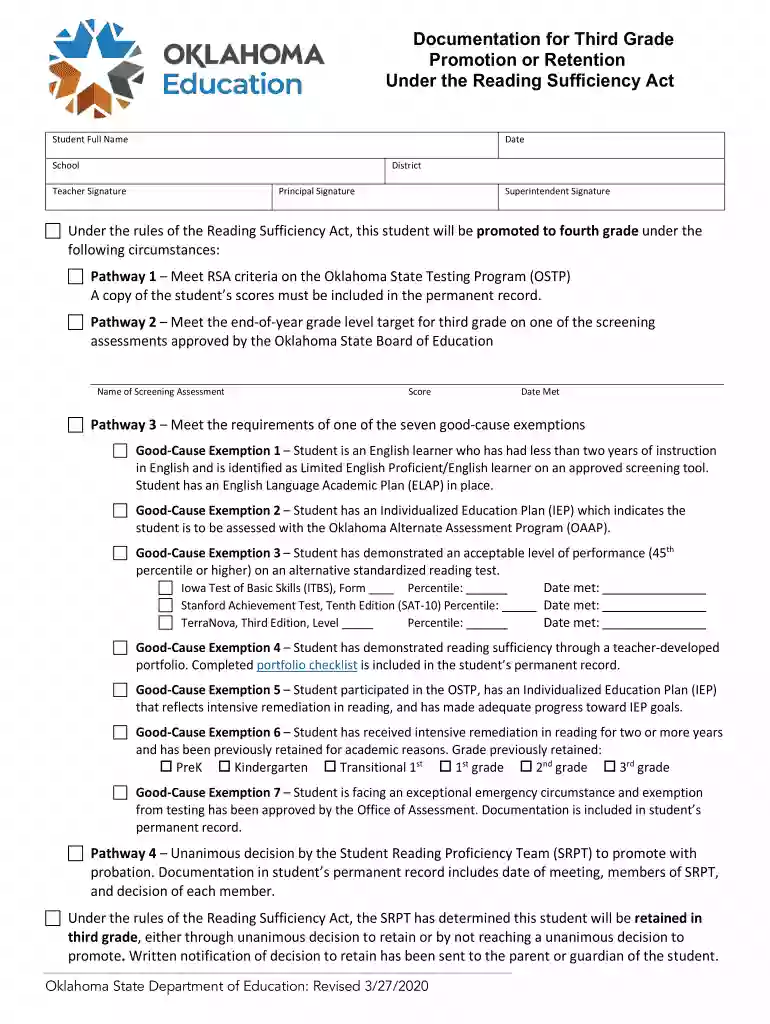 Documentation for Third Grade Promotion or Retention Under the Preview on Page 1