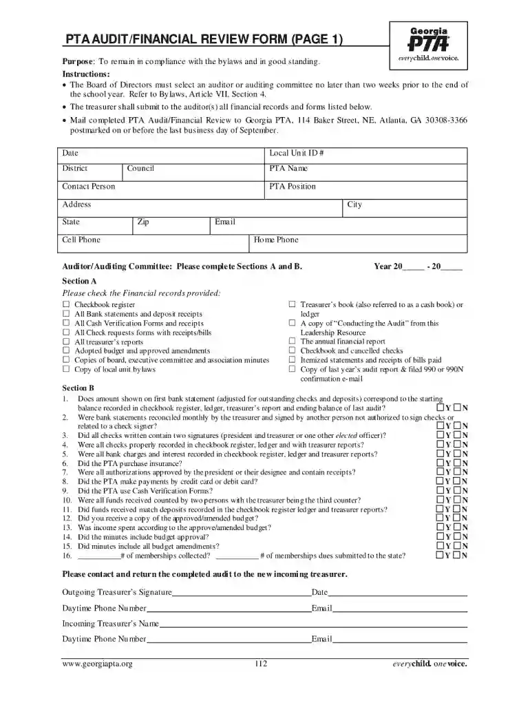 georgia pta check request form Preview on Page 1