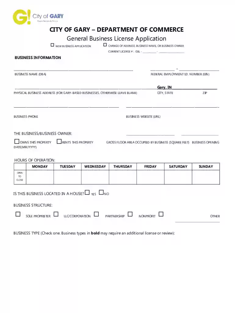 indiana general business license Preview on Page 1