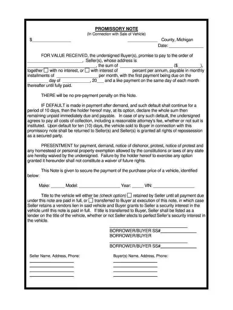 promissory note format Preview on Page 1