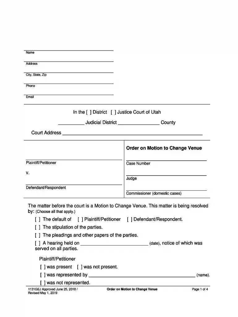 motion to change venue form pdf Preview on Page 1