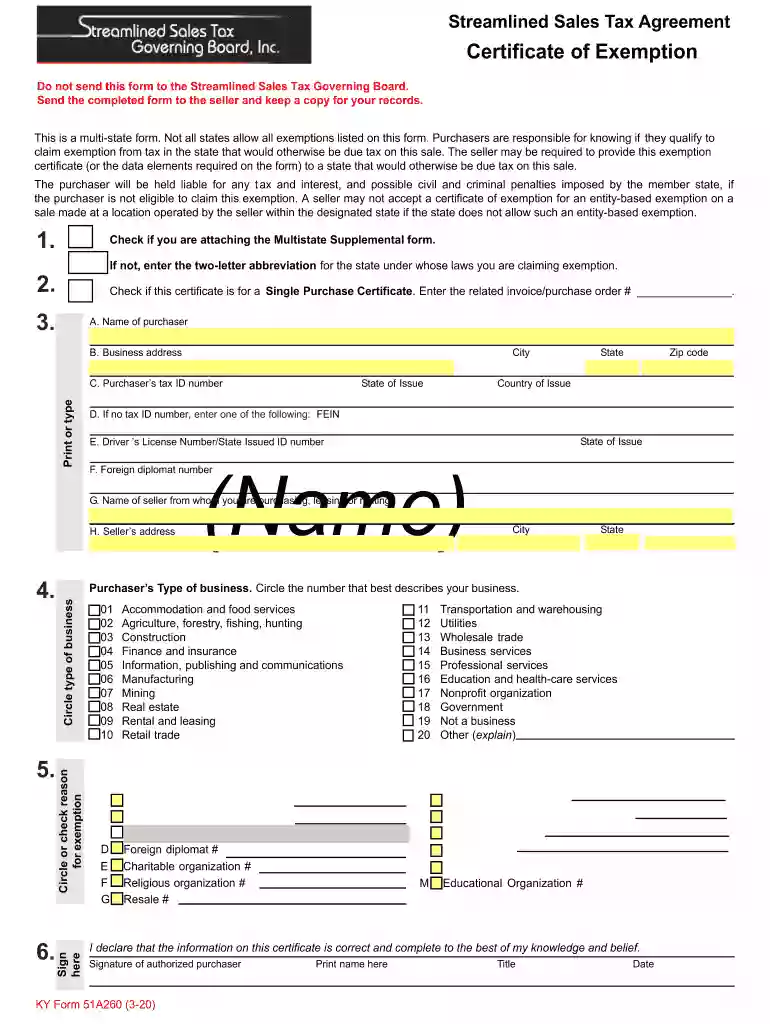 kentucky hotel tax exempt form Preview on Page 1