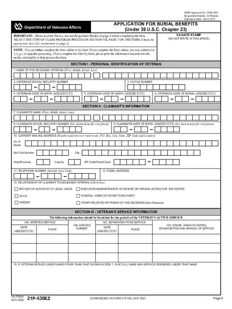 fillable va 21p 530 Preview on Page 1
